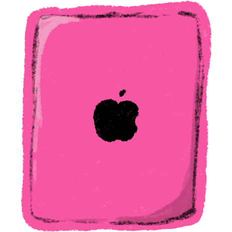 iPad tablet shape in shades of pink with an apple logo
